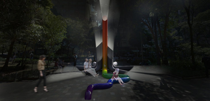 Escultura urbana interativa de Guto Requena homenageia LGBT+ em SP